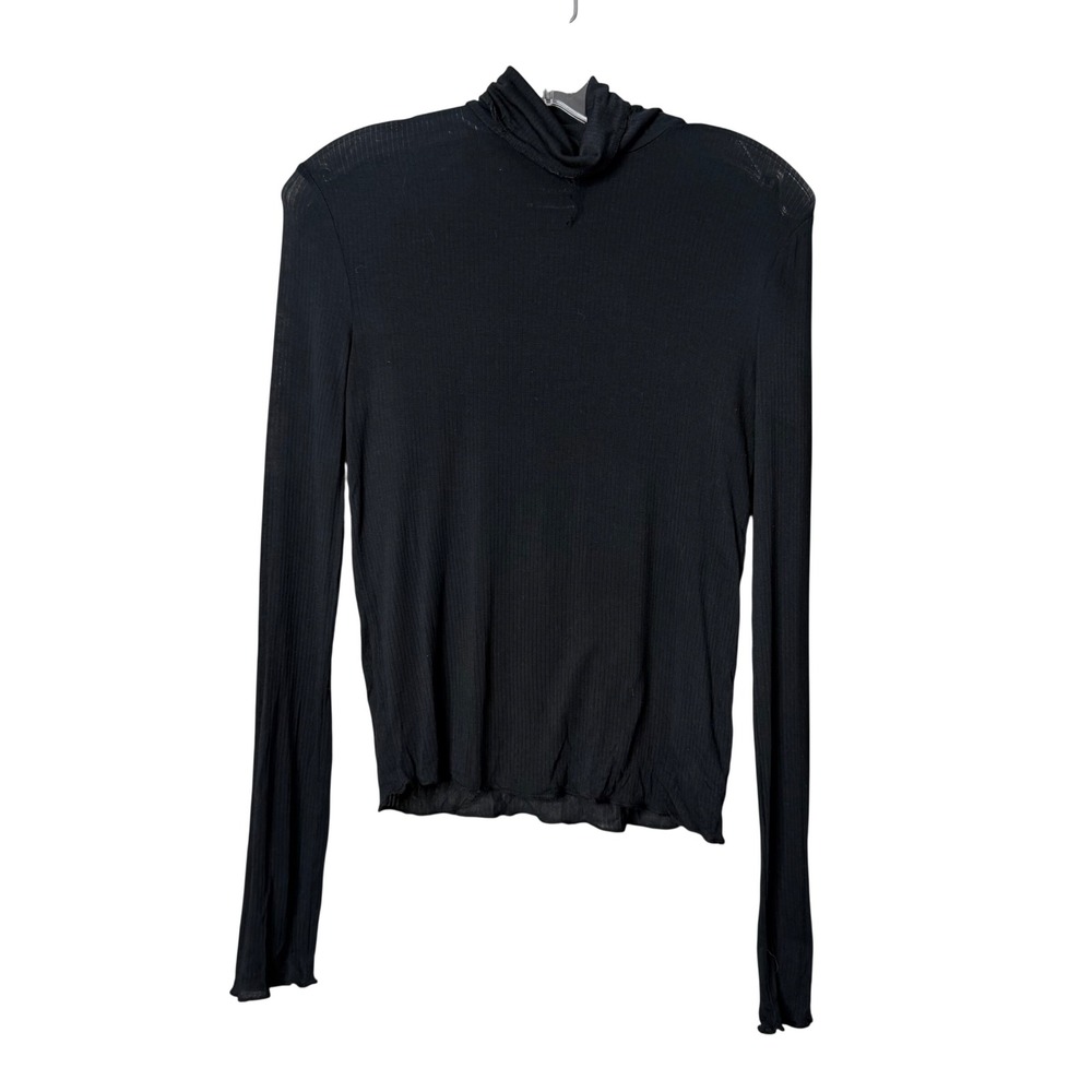 UO‎ Out From Under Turtleneck Womens M Black Tissue Thin Lightweight Layer Basic